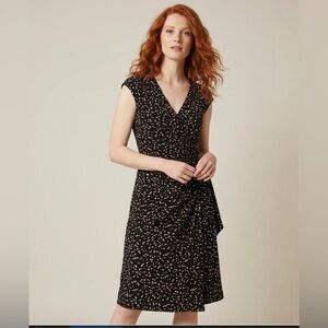 American Living Faux Wrap With ruffle black dot Dress